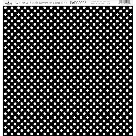 Paper Caf&#xE9; White &#x26; Black Reverse Mini Dot 12&#x22; x 12&#x22; Cardstock, 15 Sheets